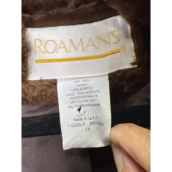 Vintage Roaman's Faux Fur Coat Plus Size Women's 1x Brown - Picture 12 of 12